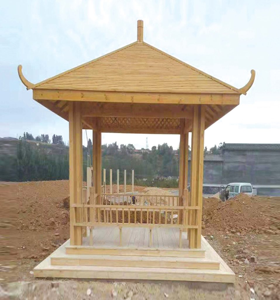 防腐木四角凉亭